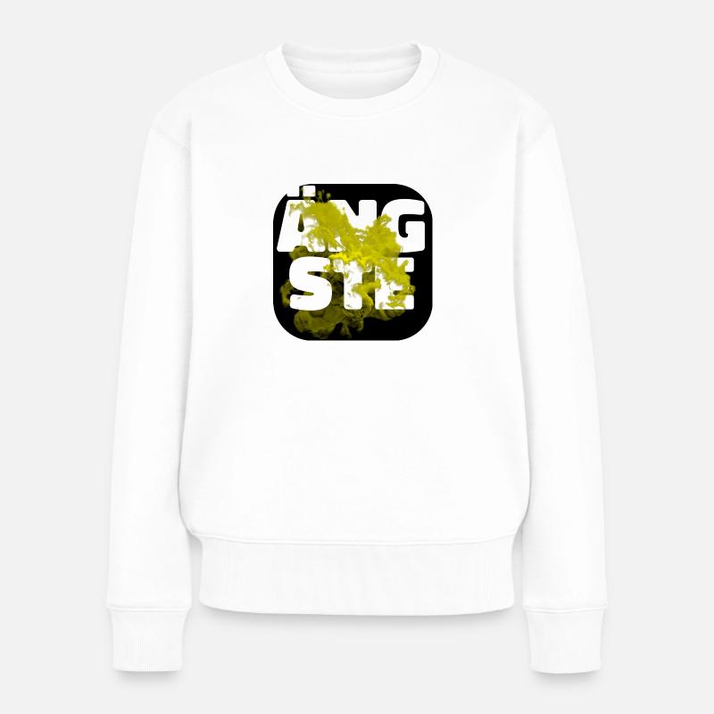 Ängste gelb - Frauen Premium Bio Pullover - Weiß