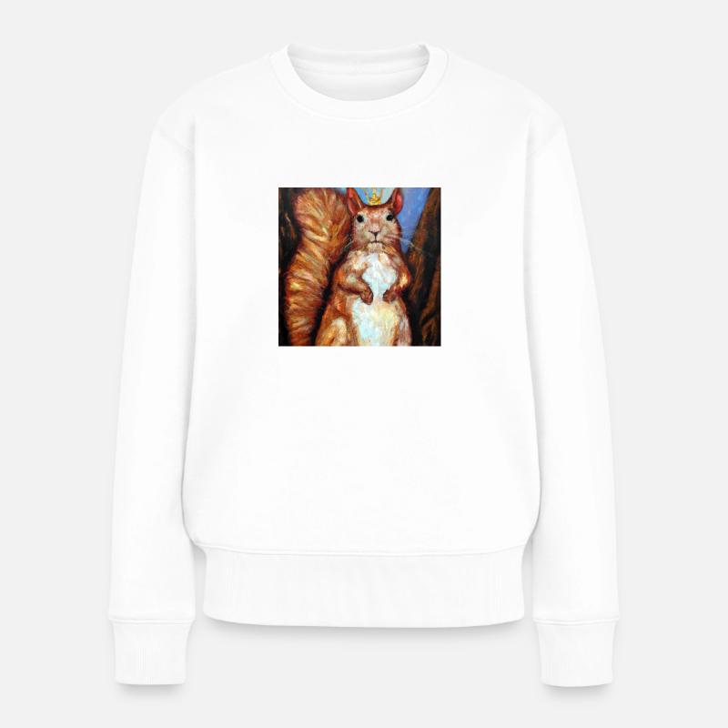Das königliche Eichhörnchen - Frauen Premium Bio Pullover - Weiß