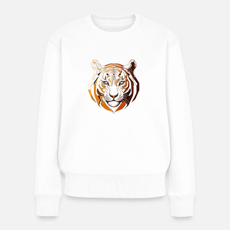 Der Tiger - Frauen Premium Bio Pullover - Weiß