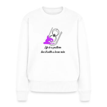 La vie est un motif noir - Pull Premium bio Femme - blanc - Devant - Julia (174cm)
