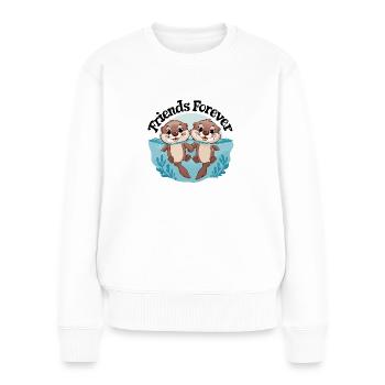 Zwei lachende Ottern Freunde für immer - Frauen Premium Bio Pullover - Weiß - Vorne - Julia (174cm)
