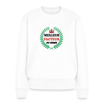 MEILLEUR FACTEUR DU MONDE - Pull Premium bio Femme - blanc - Devant - Julia (174cm)