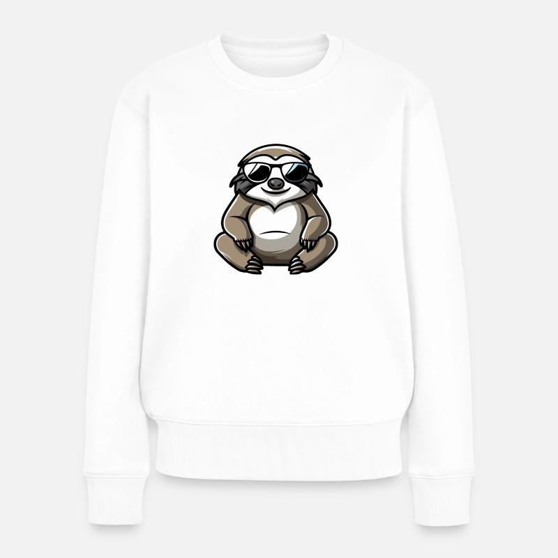 Faultier Comic Cool - Frauen Premium Bio Pullover - Weiß