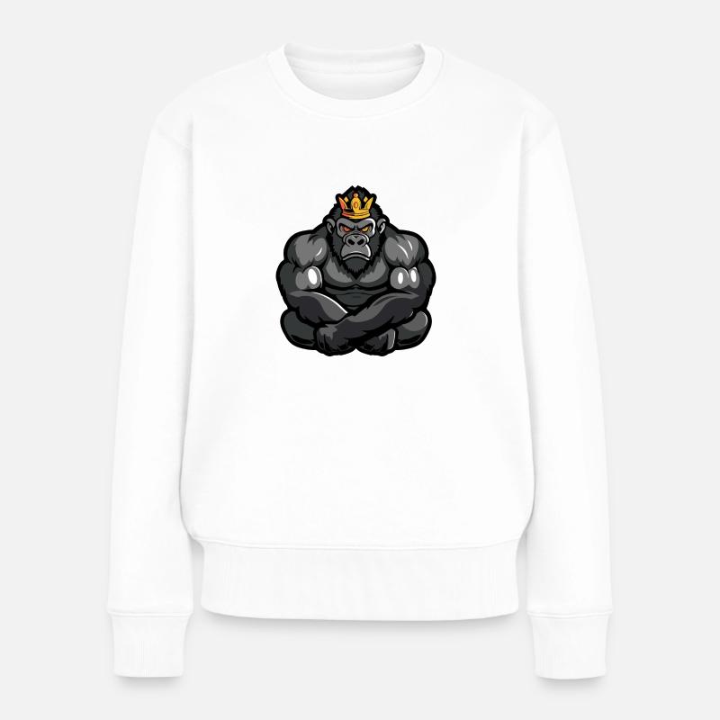Couronne de dessin animé de gorille - Pull Premium bio Femme - blanc