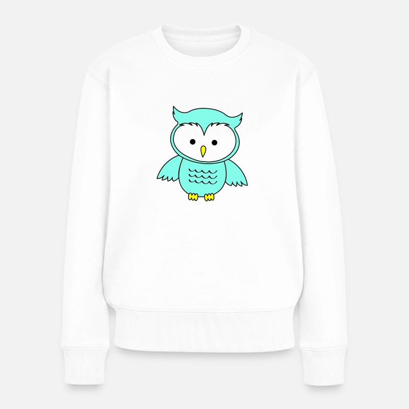Eule - Frauen Premium Bio Pullover - Weiß