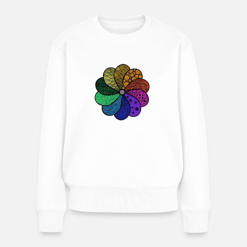 Blume Zentangle Style - Frauen Premium Bio Pullover - Weiß