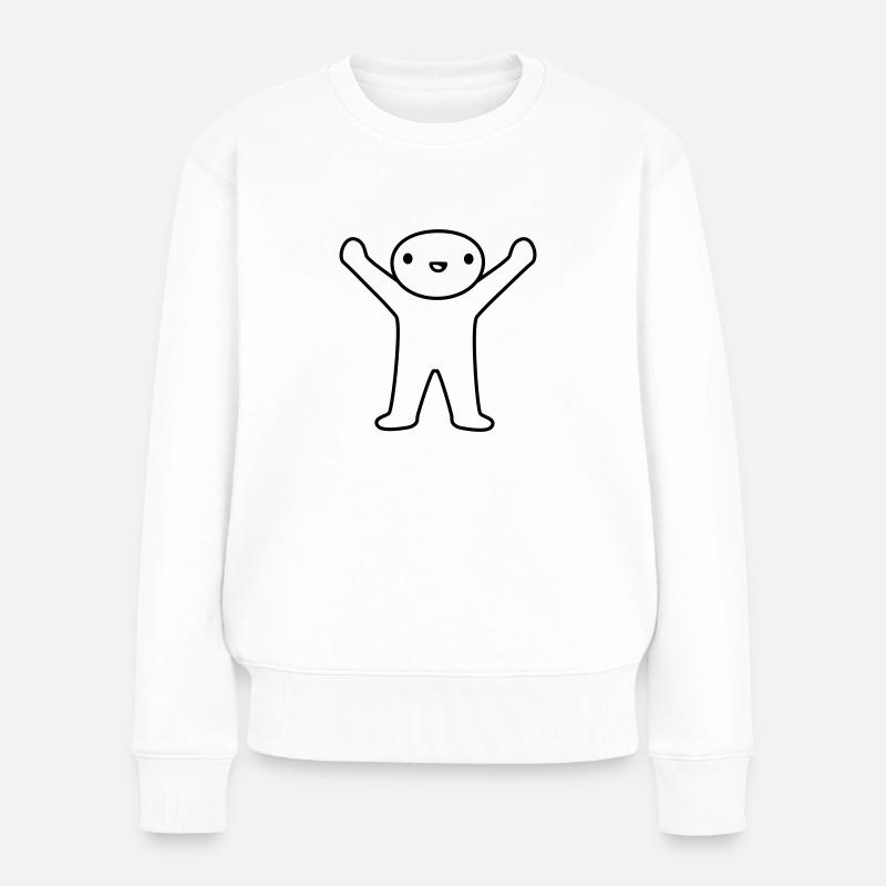 Design glückliches kleines Männchen - Frauen Premium Bio Pullover - Weiß