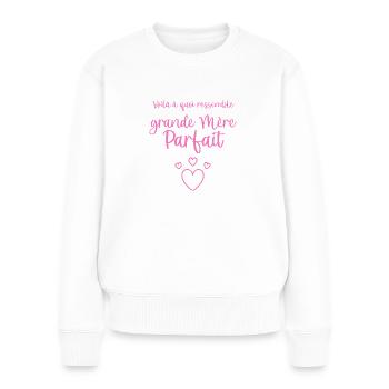 Voilà à quoi ressemble Grande Mère Parfait - Pull Premium bio Femme - blanc - Devant - Julia (174cm)