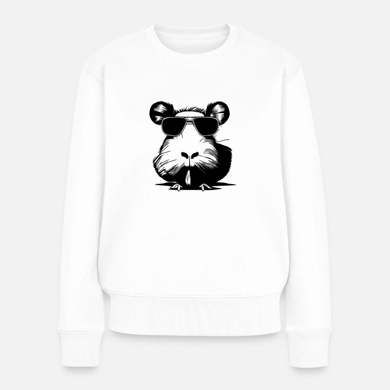 Cochon d’Inde Lunettes de soleil cool drôle de vecteur - Pull Premium bio Femme - blanc