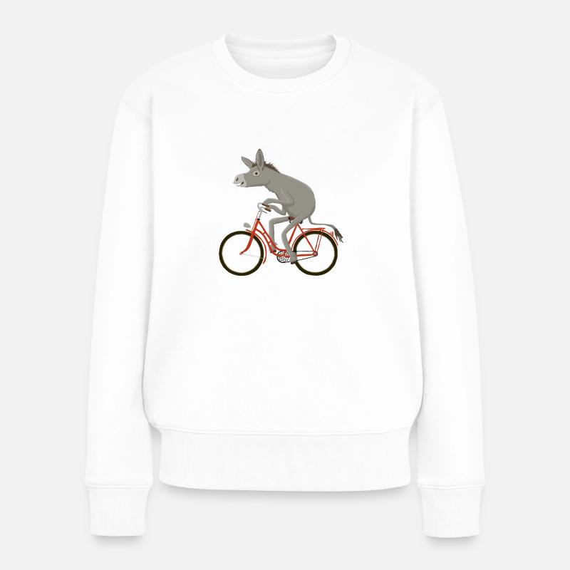 Drahtesel rot - Frauen Premium Bio Pullover - Weiß