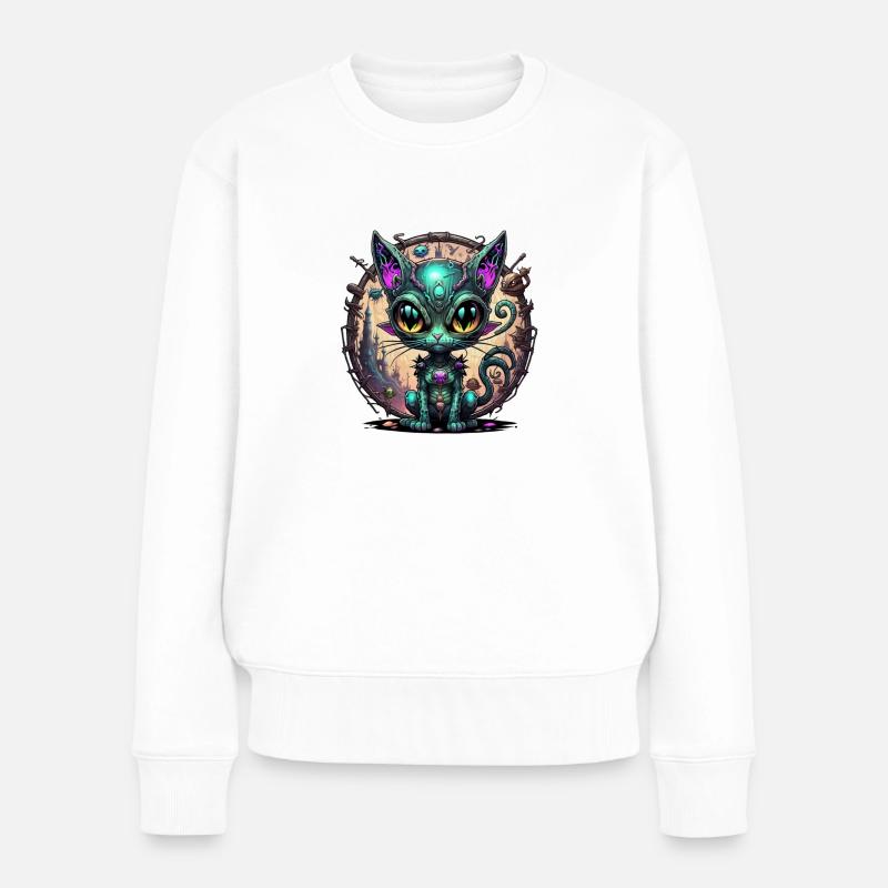Galaxy cat - Frauen Premium Bio Pullover - Weiß