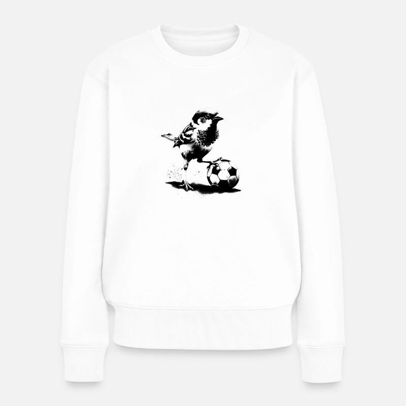 Ulmer Spatz spielt Fußball - Frauen Premium Bio Pullover - Weiß