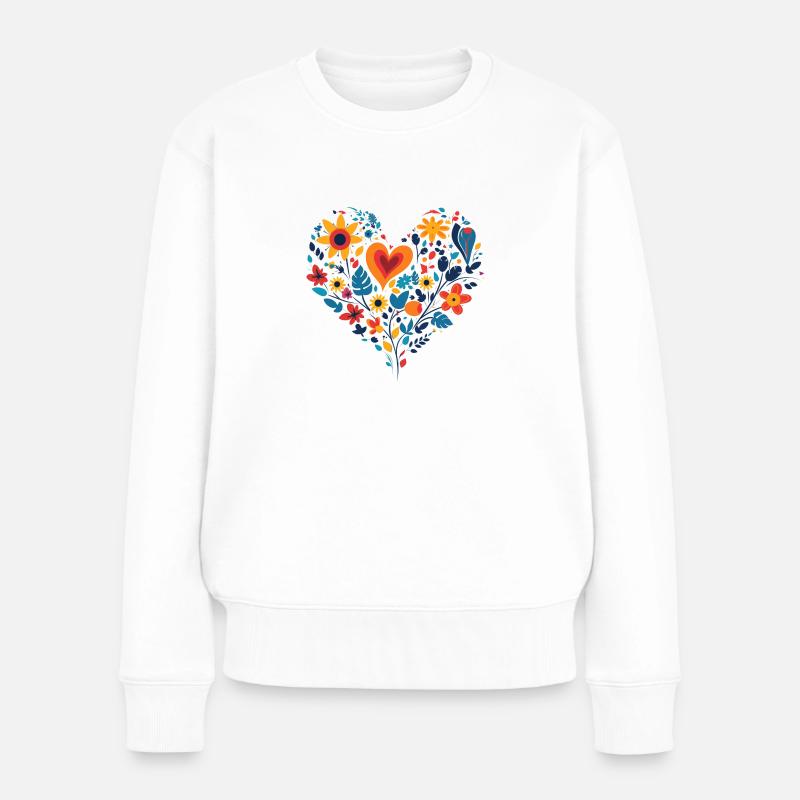 Cœur fleuri - Pull Premium bio Femme - blanc