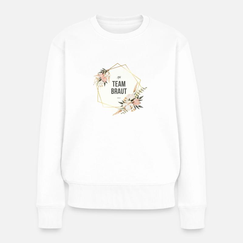 Team Braut JGA Boho floral - Frauen Premium Bio Pullover - Weiß