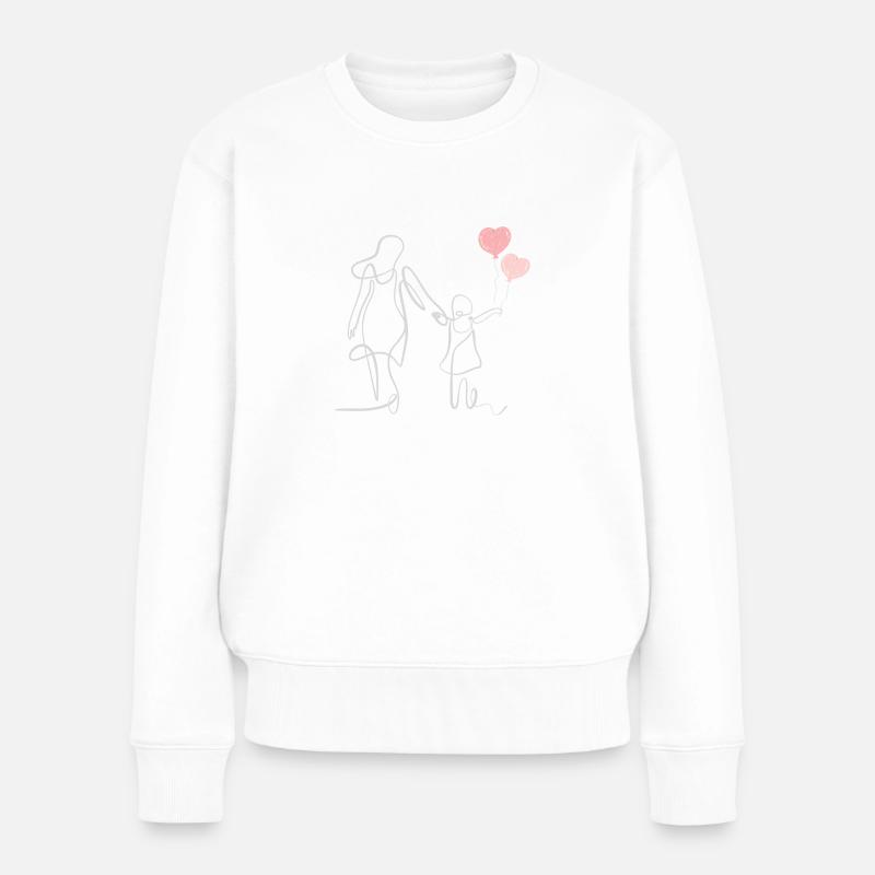 Mère et enfant avec ballons - Pull Premium bio Femme - blanc