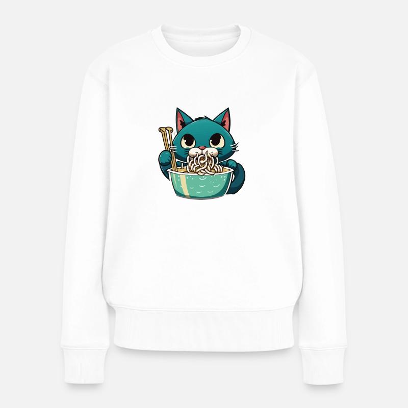 Cat Eats Instant Noldes - Women's Premium Organic Jumper - white