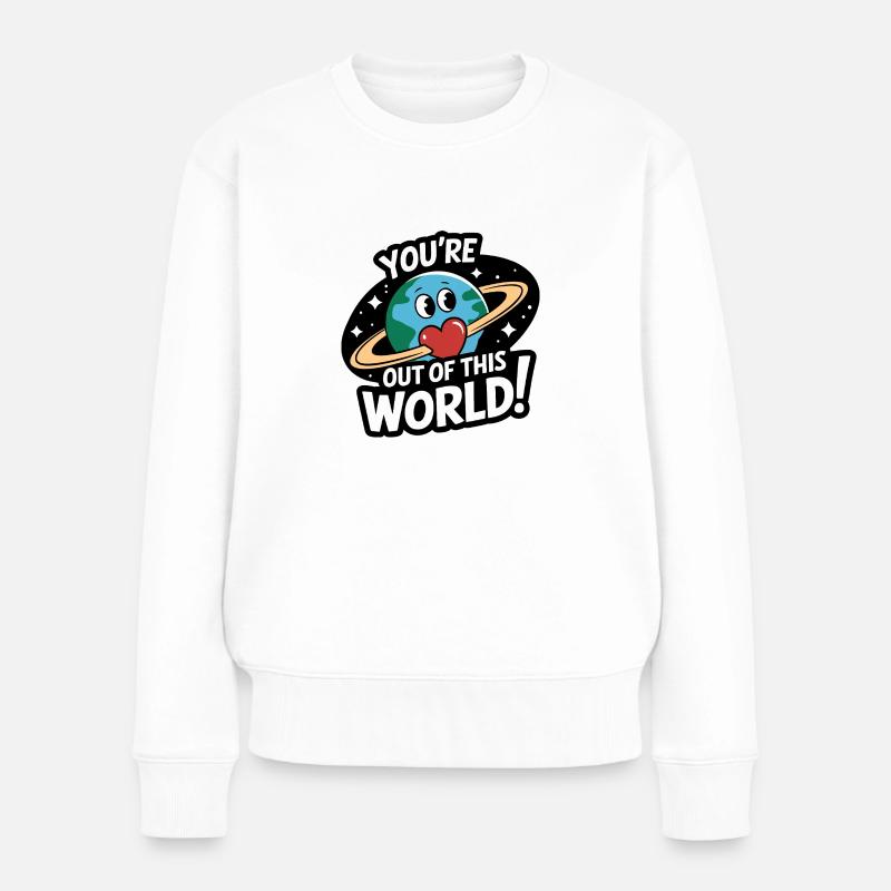Du bist nicht von dieser Welt - Frauen Premium Bio Pullover - Weiß