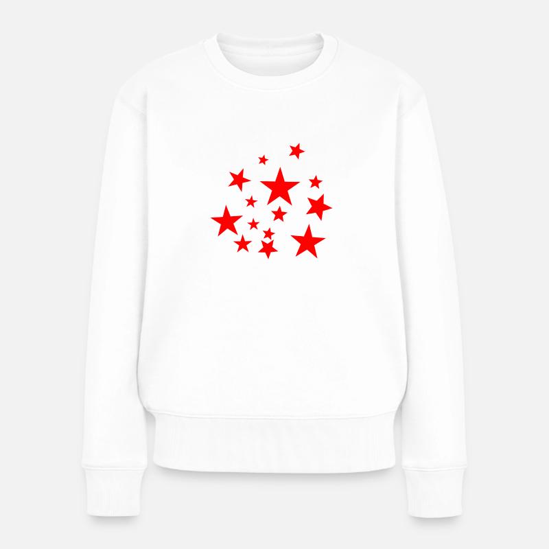 Roter Stern,Stern,Sterne,rot, - Frauen Premium Bio Pullover - Weiß