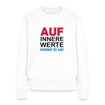innere werte - Frauen Premium Bio Pullover - Weiß - Vorne - Julia (174cm)