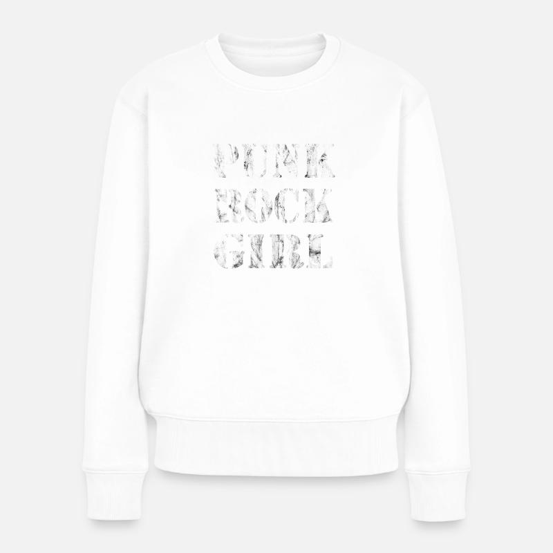 Punk Rock Girl - Frauen Premium Bio Pullover - Weiß