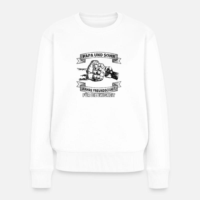Stolzer Papa Tochter Vater Sohn Outfit Spruch - Frauen Premium Bio Pullover - Weiß