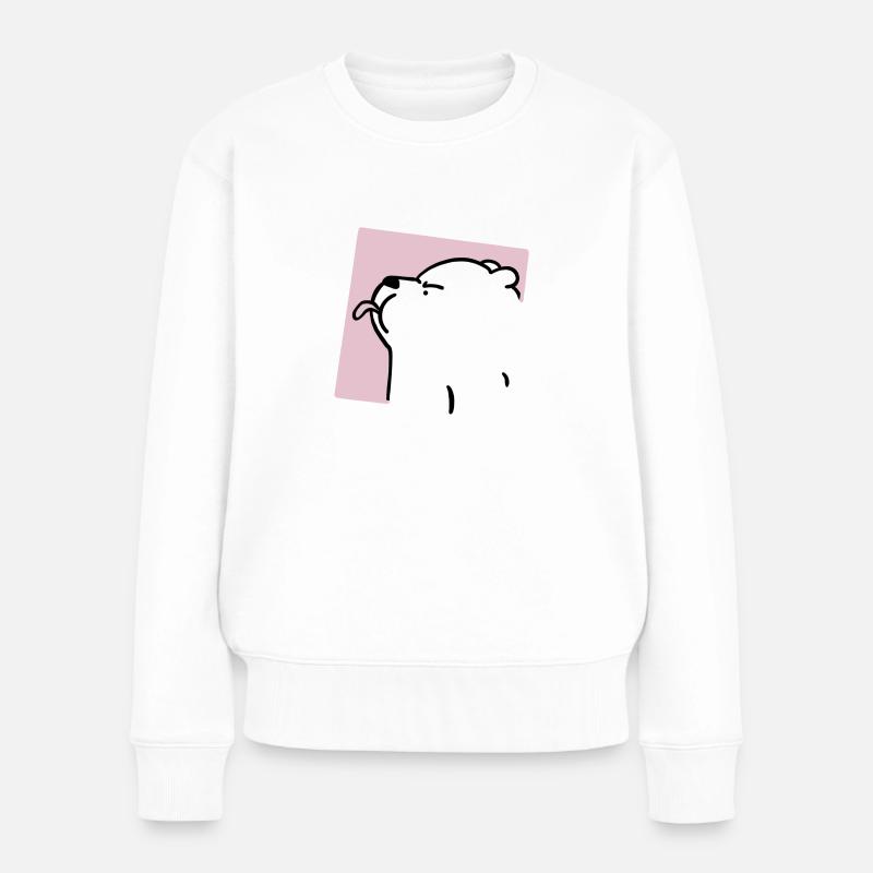 Frecher Bär - Frauen Premium Bio Pullover - Weiß