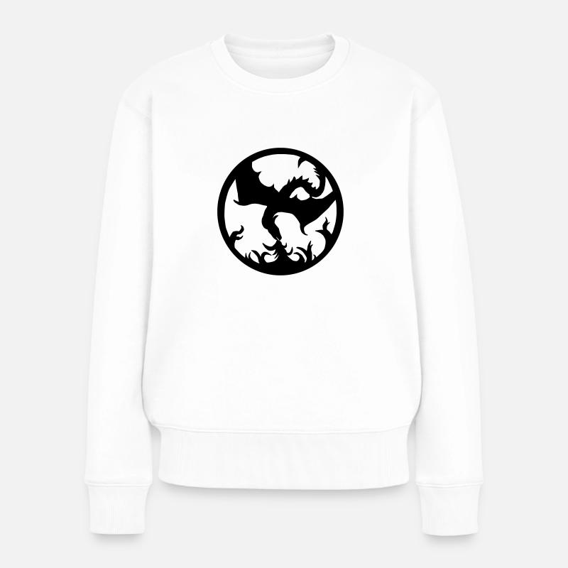 Dragon Fire - Frauen Premium Bio Pullover - Weiß