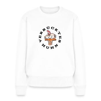 Verrücktes Huhn - Helle Shirts Edition - Frauen Premium Bio Pullover - Weiß - Vorne - Julia (174cm)