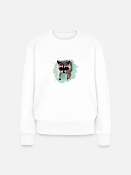 waschbär,bär,graffiti,malerei,mint - Frauen Premium Bio Pullover - Weiß