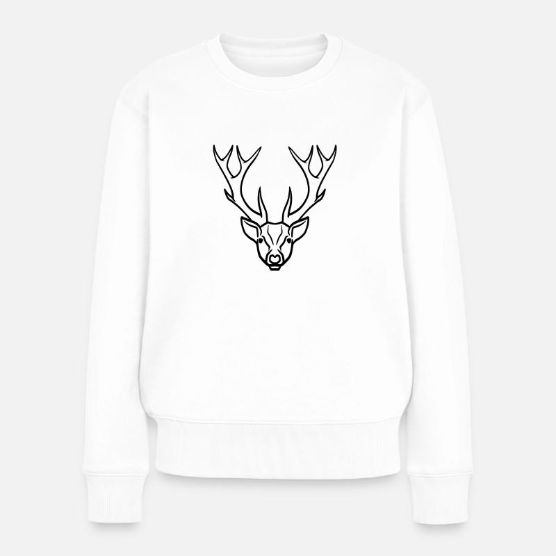 Hirschkopf Symbol schwarz - Frauen Premium Bio Pullover - Weiß