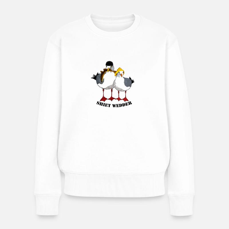 Shiet Wedder - Frauen Premium Bio Pullover - Weiß