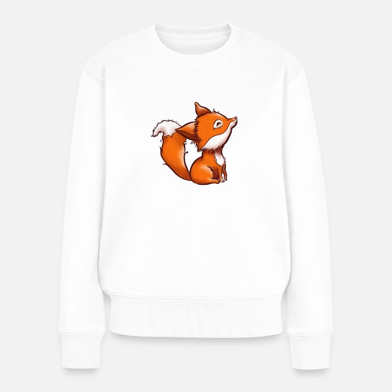 Der Fuchs und der Wind - Frauen Premium Bio Pullover - Weiß