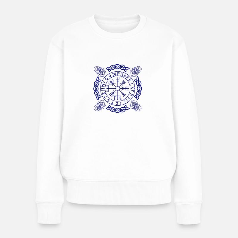 Vegvisir blau - Frauen Premium Bio Pullover - Weiß