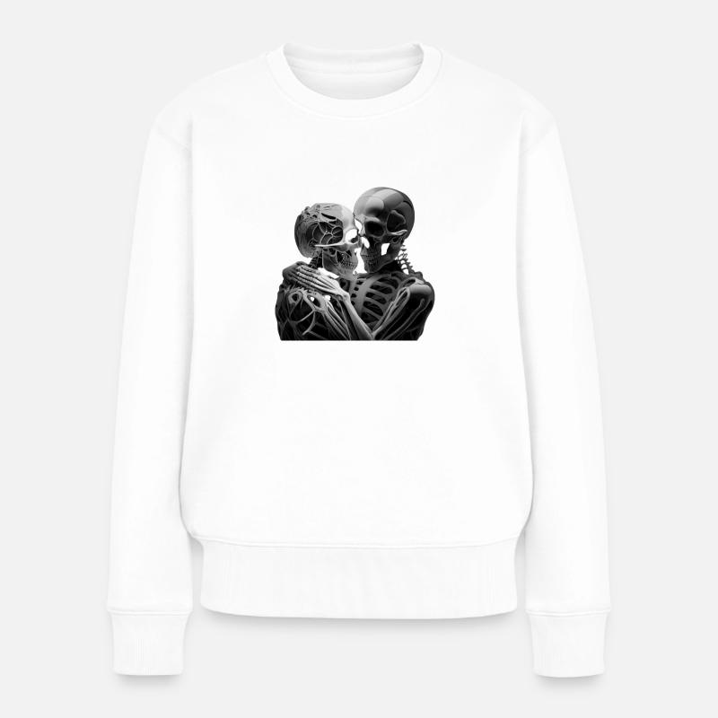 Totenkopf - Frauen Premium Bio Pullover - Weiß