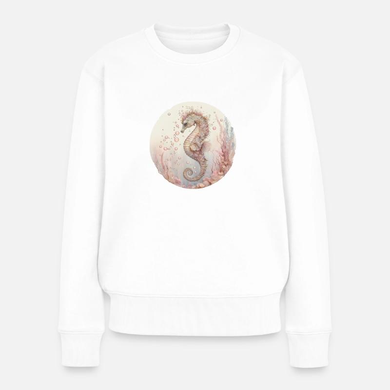 Seepferdchen - Frauen Premium Bio Pullover - Weiß
