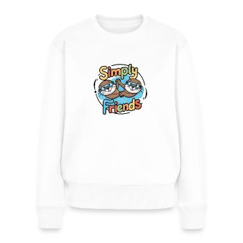 Zwei lustige Ottern Freunde fürs Leben - Frauen Premium Bio Pullover - Weiß - Vorne - Julia (174cm)