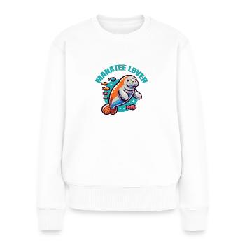 Seekuh mit vielen bunten Fischen - Frauen Premium Bio Pullover - Weiß - Vorne - Julia (174cm)
