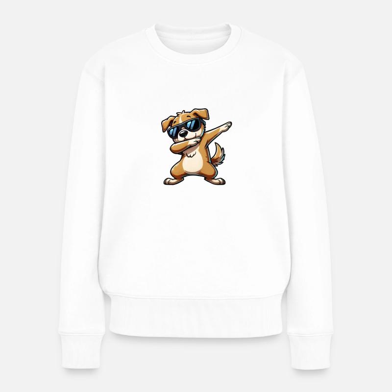 hund dabbing comic - Frauen Premium Bio Pullover - Weiß