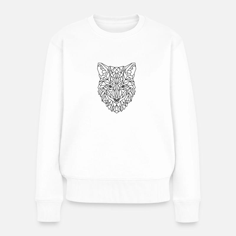 Fuchs Wolf Hund Geometric - Frauen Premium Bio Pullover - Weiß