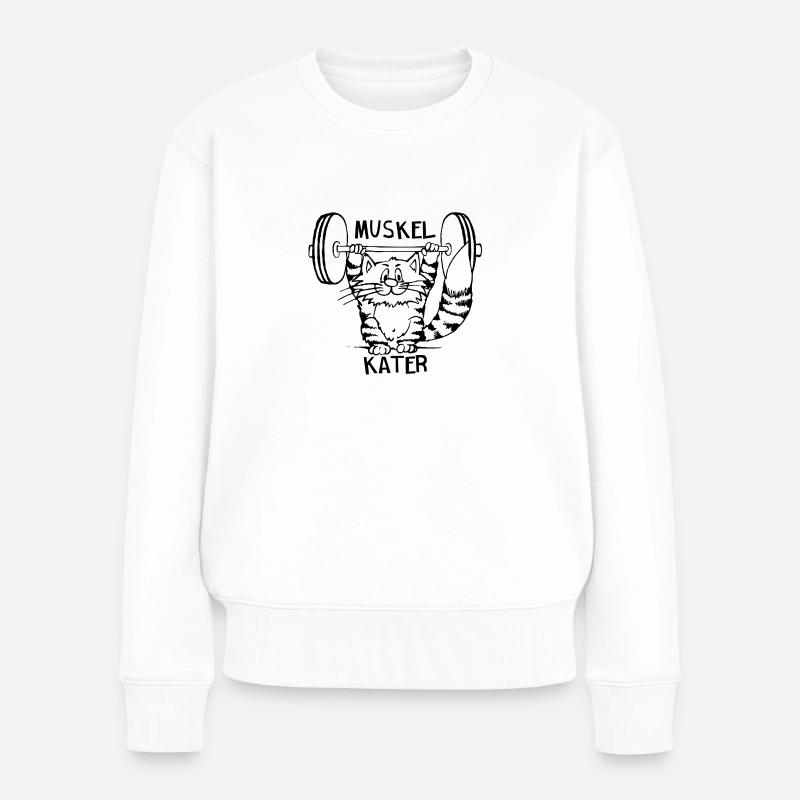 Cadeau de chat musculaire - Pull Premium bio Femme - blanc
