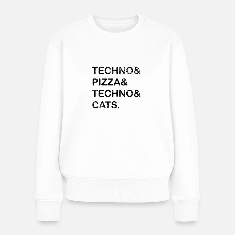 Techno Pizza Techno Cat's Gift - Pull Premium bio Femme - blanc