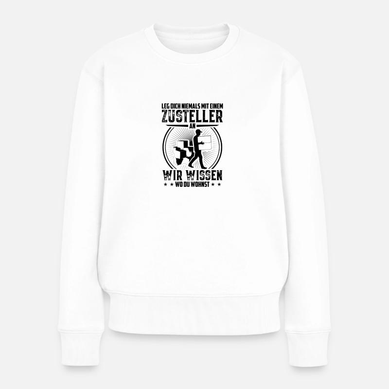 Zusteller Beruf | Postbote Paketzusteller Geschenk - Frauen Premium Bio Pullover - Weiß