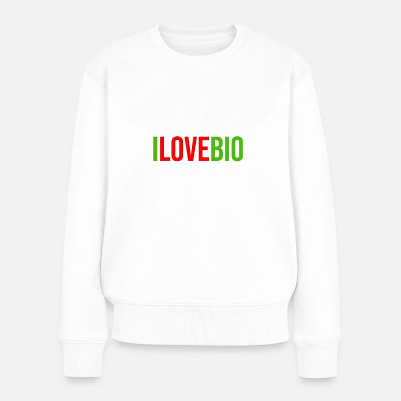Ich liebe Bio - Frauen Premium Bio Pullover - Weiß