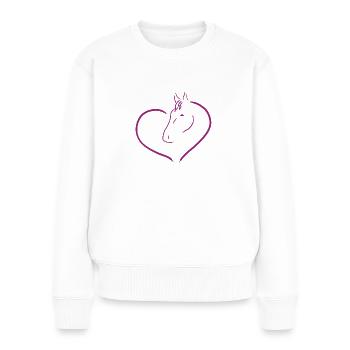 Cheval, coeur, amour du cheval Idée de cadeau, tête de cheval - Pull Premium bio Femme - blanc - Devant - Julia (174cm)