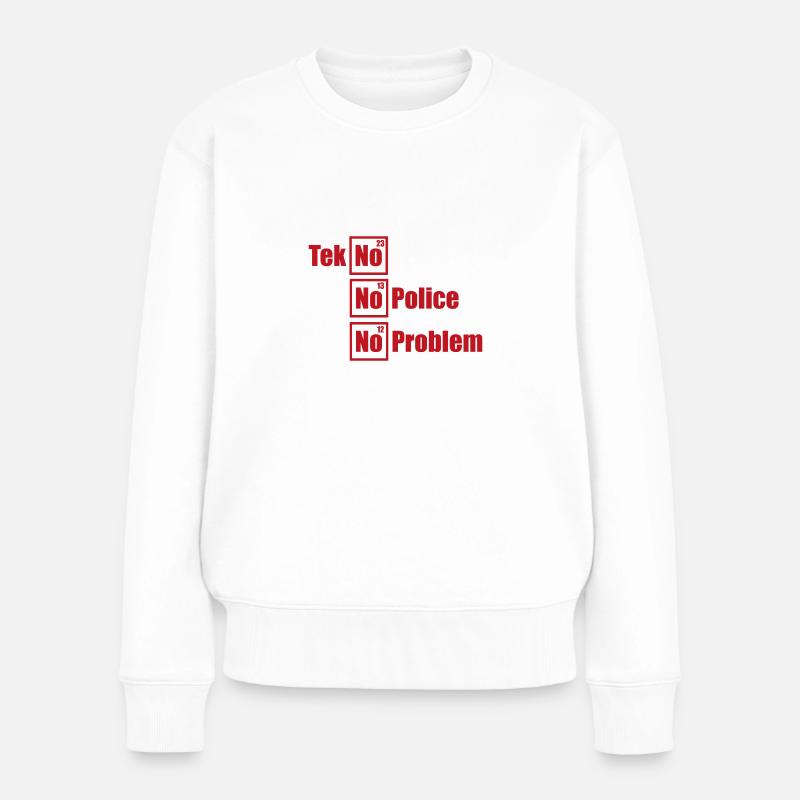 Tekno Techno No Police No Problem Raving - Frauen Premium Bio Pullover - Weiß