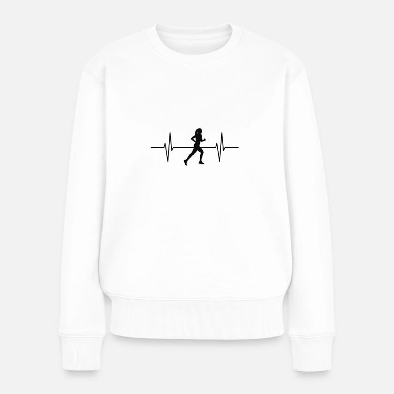 Herzschlag Läuferin 1 - Frauen Premium Bio Pullover - Weiß