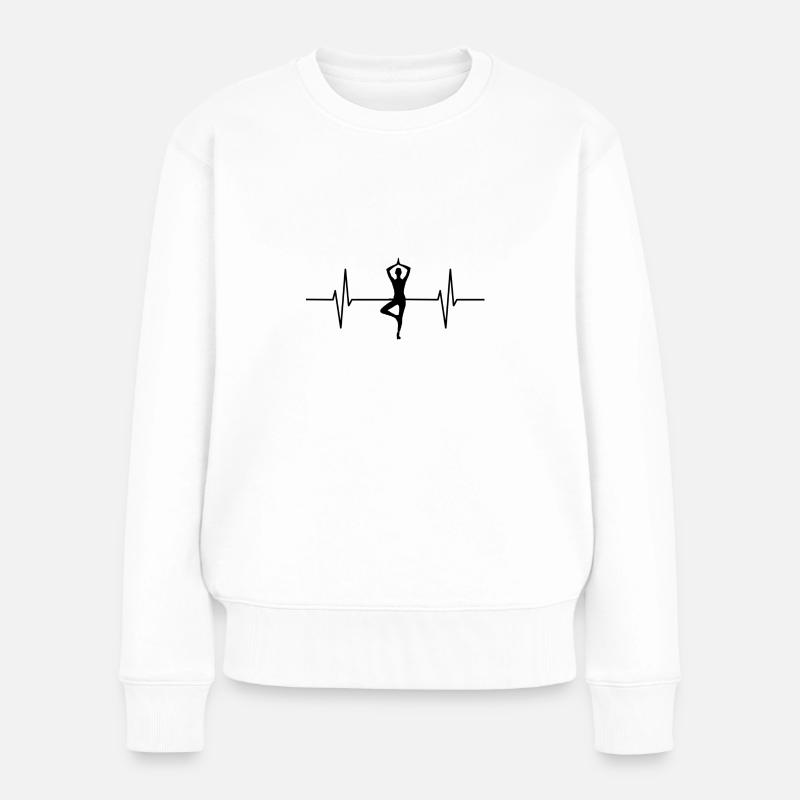 Herzschlag Yoga 2 - Frauen Premium Bio Pullover - Weiß
