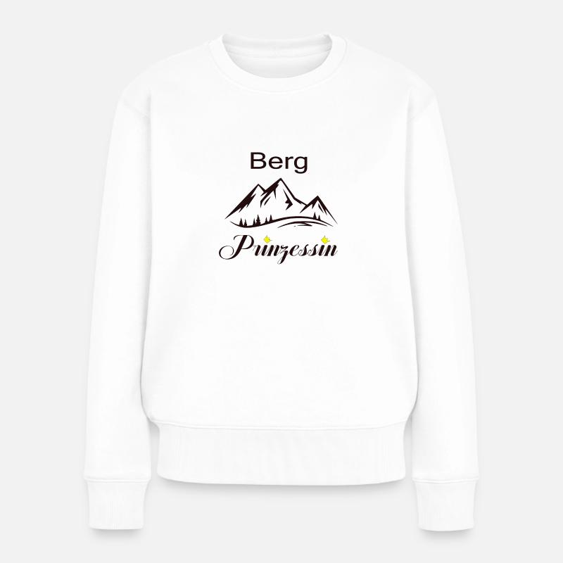 Bergprinzessin , Bergsteiger wandern Trekking - Frauen Premium Bio Pullover - Weiß