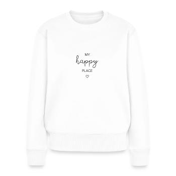 Sois heureux - Pull Premium bio Femme - blanc - Devant - Julia (174cm)