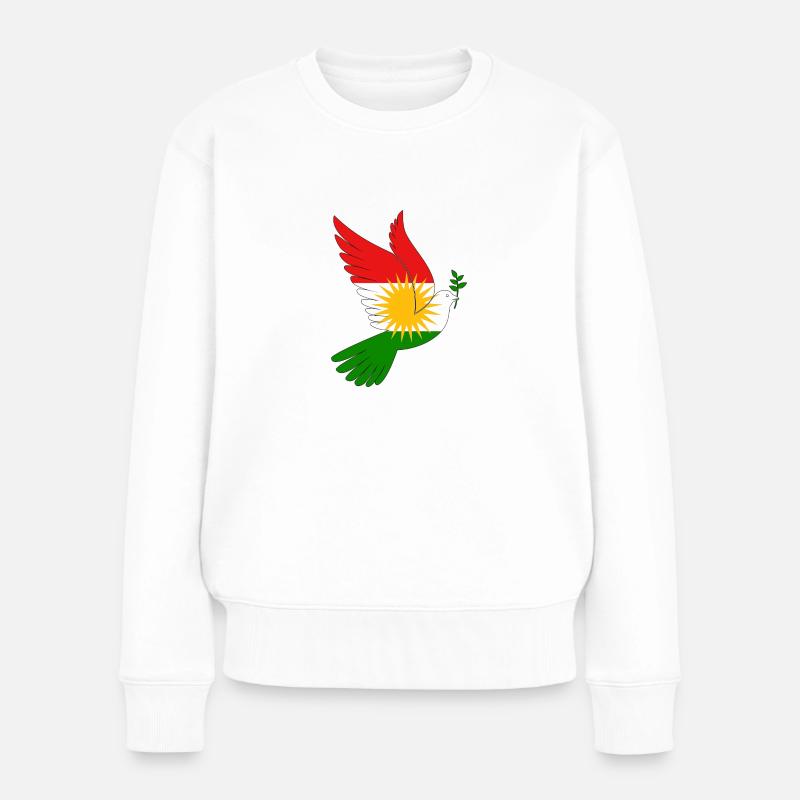 Taube Kurdistan Peace - Frauen Premium Bio Pullover - Weiß